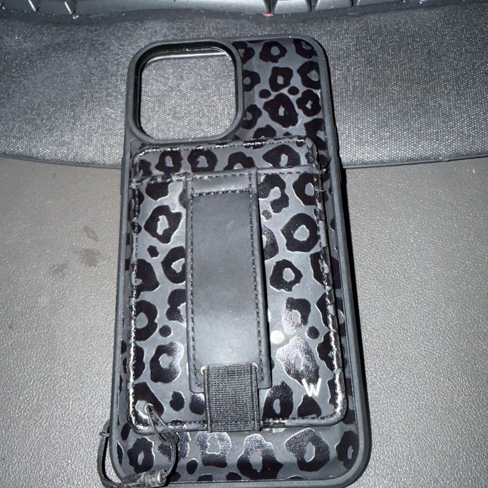 Walli Leopard Print Phone Case with Magnetic Card Case & Loop. iPhone 14 ProMax